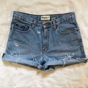 Eddie Bauer High Waisted Distressed Jean Shorts